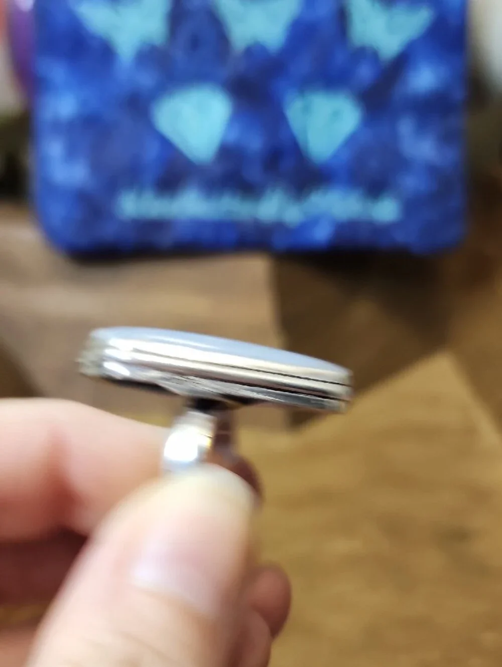 Handcrafted Blue Stone Silver Ring - Women's Jewelry